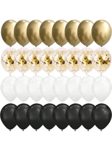 40Pcs/Set 12inch Mix Black White Gold Confetti Latex Balloon For Birthday Shower Wedding Balloons Party Decorations