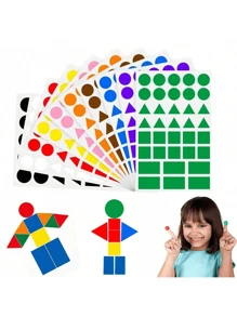 10pcs Colored Triangles Rectangular Dot Stickers For Kids Student DIY Jigsaw Puzzle Geometry Stickers Scrapbook Labels