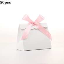 20/50pcs Mini Blank White Gift Box With Colorful Ribbons - Perfect For Birthday Party Gifts, DIY Crafts & Elegant Wedding Displays, Gift Boxes