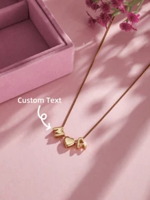 1 pieza Collar con nombre en 3D con burbuja, joya personalizada con inicial en burbuja, collar con placa con inicial en burbuja redonda - Regalo personalizado para amigos, parejas y familia