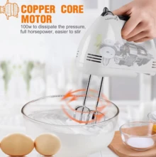 STARLEY-Kiwi 200-W-Handmixer – Elektrischer Mixer mit 7 Geschwindigkeiten, verchromten Rührbesen und Knethaken, Aufsätzen aus Edelstahl, ideal zum Schlagen von Eiern, Mischen von Speisen und zum Backen von hausgemachten Speisen - EU C-Typ Stecker (220-240V) - Übersicht 5