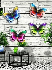 1pc/4pcs Colorful Metal Butterfly Decor, Versatile Seasonal Garden/Yard/Fence Hanging Ornament, Floral Themed Holiday Decoration, Mother's Day Gift, Great For Butterfly Enthusiasts