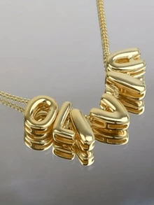 1 Piece Customized Stainless Steel Bubble Letter Necklace, Personalized Name Necklace, Suitable For Weddings, Valentine's Day, Mother's Day Gifts - Multicolor - View 9