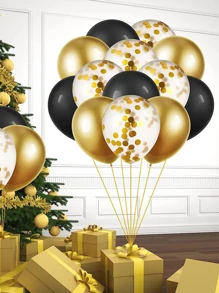 30 pezzi Set di palloncini neri e dorati da 12 pollici per matrimonio, San Valentino, anniversario, fidanzamento, addio al nubilato, compleanno, decorazione per feste, eventi, celebrazioni festive