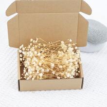 50/100 Stück weiße künstliche Mini Schleierkraut-Blumen - zart, einfach selbst zu basteln, geeignet für Hochzeiten, Heim- und Bürodekoration, Partys und Gärten - Tischdekor im Boho-Stil, ohne Federn, ohne Stromanschluss, passend für Weihnachten, Thanksgiving und Halloween