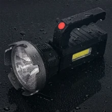 Lámpara de trabajo COB de mano de alta potencia con mango de búsqueda, linterna recargable LED, linterna reflectora para actividades al aire libre - Negro - Ver 11