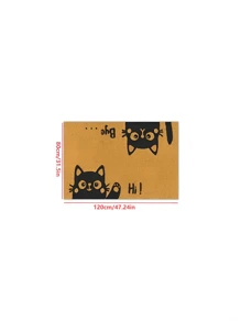 1 Stück neuer süßer Katzen-Muster Kleine Teppich - 100% Polyester, Maschinenwäsche, strapazierfähig, fleckabweisend, schnelltrocknend, geeignet für Innen-/Außenbereich Fußmatte, Heimdekoration, Schlafzimmer, Küche, Fotografie, Requisiten, Außendekoration, Urlaubsgeschenke, Teppich