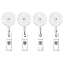 1/4pcs 360-Degree Rotating ID Card Holder, Transparent Pull-Out Buckle, Rotating Bag Back Clip, Name Tag, ID Card Buckle, Badge Scroll, Drawstring Device