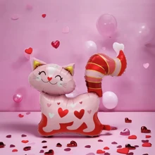 Globos de lámina con forma de gato de dibujos animados, decoraciones de fiesta con tema de mascota linda