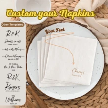 20-500pcs Custom Cocktail Napkins, 9 Designs Of Personalized Monogram Napkins For Birthday, Bachelorette, Bridal Shower, Baptism, Sip & See, Anniversary And Wedding, Suitable For Couple, Lovers, Romantic Decor, Disposable Beverage/Dessert Napkins For Wedding Table Decorations, Christmas Decor - Multicolor - View 1