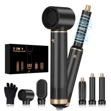 UKLISS The 5-In-1 Hot Air Brush With Interchangeable Attachments Creates Stunning Curls And Smooth Straight Hair Very Quickly In A Compact Design. - UK Plug(220-240V) - View 3
