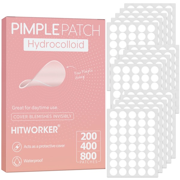 Patch anti-acné colloïdal, boîte de 200/400/800 pièces, patch anti-acné nettoyant en profondeur, couvre efficacement les boutons d'acné, convient aux hommes et aux femmes, crème à empreintes faciales et cutanées
