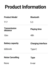 Occiam Écouteurs sans fil T17 TWS avec crochet d'oreille, écouteurs intra-auriculaires étanches et anti-transpiration avec affichage LED pour iPhone, iPad, Android