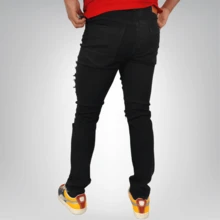 Jeans Skinny Stretch Con Destrucción En Pierna Color Negro - Negro - Ver 3