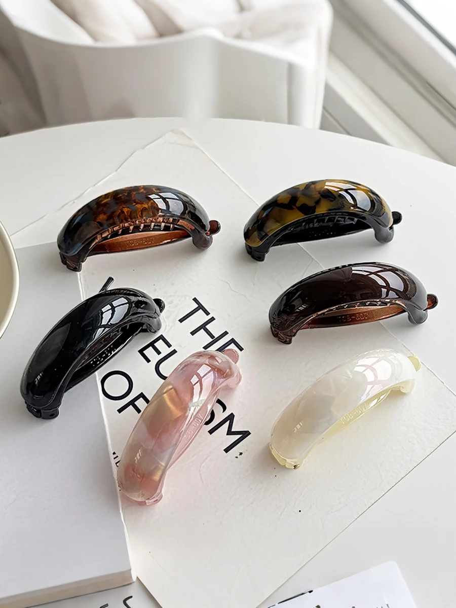 6pcs/3pcs/1pc Set Women Fashion Elegant Acetate Fiber Banana Hair Clips, Simple Ponytail Clips, Twist Clips, Horizontal Clips, Suitable For Party, Daily Wear, Holiday Gifts, Head Accessories, Hair Accessories For Women - Multicolor - View 1