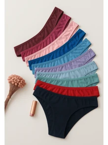 Kit Of 10 Women's Microfiber Comfort Panties | Assorted Colors 100% Cotton Lining