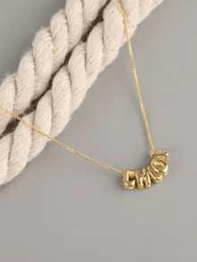 1 Piece Customized Stainless Steel Bubble Letter Necklace, Personalized Name Necklace, Suitable For Weddings, Valentine's Day, Mother's Day Gifts - Multicolor - View 3