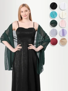 1 件女士柔软纯色透明雪纺披肩，派对舞会礼服配饰