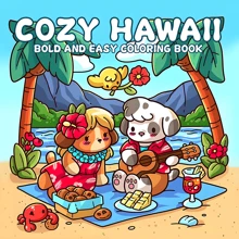 Upgraded Thick Paper Provides A Comfortable Hawaii Landscape Coloring Book, Cute Dogs' Hawaii Holidays, Suitable Holiday Picture Books, And Activity Picture Books For Beach Friends To Play Together,Back To School,School Supplies