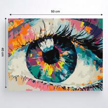 nerd hunters Kit de peinture par numéros avec cadre en bois - Art pop coloré de l'œil - canevas de 50x40 cm - Ensemble de peinture abstraite moderne DIY