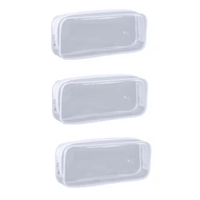 6pcs/3pcs/1pc Transparent Pencil Case/Cosmetic Bag, Clear PVC Zipper Travel Toiletry Pouch, Examination Pen Pencil Bag, Travel Accessory,Back To School,School Supplies,Pencil Pouch,School Bag