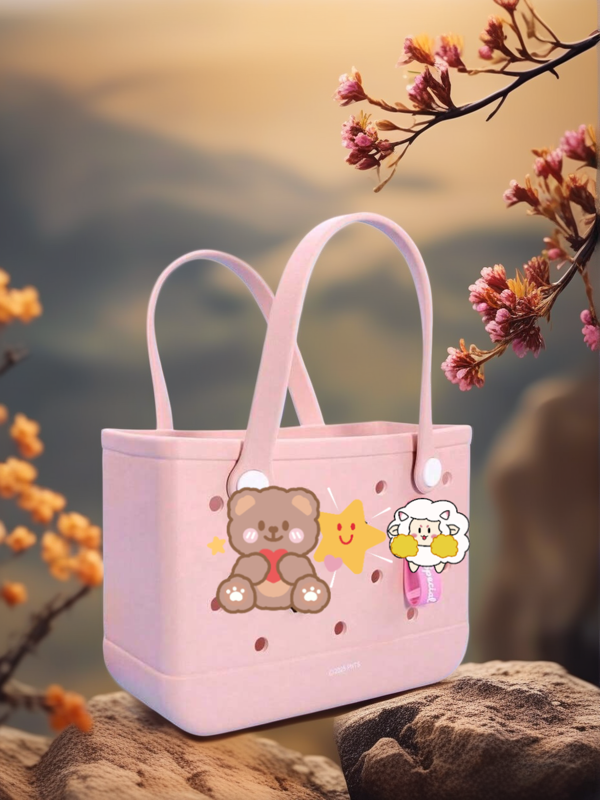Cute Pink Cartoon Decoration Mini  Series Multifunctional Perforated Handbag With Holes
