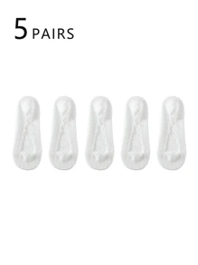 5 pares de calcetines bajos de encaje para mujer. Son calcetines invisibles y transpirables, adecuados para las temporadas de primavera y verano. Con silicona antideslizante, no se deslizarán de los talones. Muy adecuados para el uso diario, combinando con bailarinas y tacones altos.