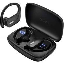 Occiam Écouteurs sans fil T17 TWS avec crochet d'oreille, écouteurs intra-auriculaires étanches et anti-transpiration avec affichage LED pour iPhone, iPad, Android