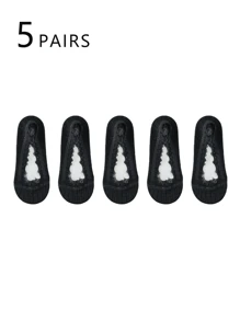 5 pares de calcetines bajos de encaje para mujer. Son calcetines invisibles y transpirables, adecuados para las temporadas de primavera y verano. Con silicona antideslizante, no se deslizarán de los talones. Muy adecuados para el uso diario, combinando con bailarinas y tacones altos.