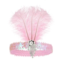 1 Băng đô đính sequin phong cách thập niên 1920, Phụ kiện trang phục cổ điển dành cho nữ, Tiệc Flapper, Vũ hội hóa trang, Cô dâu cưới, Lễ hội & Lễ hội hóa trang Halloween - A - Xem 2