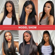Real Human Hair Clip In Hair Extensions 8Pcs Human Hair Clip In Extensions Straight Remy Human Hair Extensions Clip Ins For Women Double Weft 16-24Inch - Natural Black - 查看 9