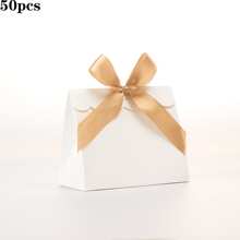 20/50pcs Mini Blank White Gift Box With Colorful Ribbons - Perfect For Birthday Party Gifts, DIY Crafts & Elegant Wedding Displays, Gift Boxes