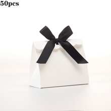20/50pcs Mini Blank White Gift Box With Colorful Ribbons - Perfect For Birthday Party Gifts, DIY Crafts & Elegant Wedding Displays, Gift Boxes