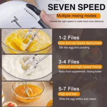 STARLEY-Kiwi 200-W-Handmixer – Elektrischer Mixer mit 7 Geschwindigkeiten, verchromten Rührbesen und Knethaken, Aufsätzen aus Edelstahl, ideal zum Schlagen von Eiern, Mischen von Speisen und zum Backen von hausgemachten Speisen - EU C-Typ Stecker (220-240V) - Übersicht 4