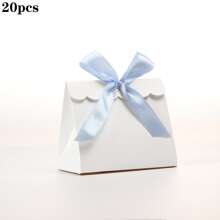 20/50pcs Mini Blank White Gift Box With Colorful Ribbons - Perfect For Birthday Party Gifts, DIY Crafts & Elegant Wedding Displays, Gift Boxes