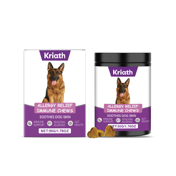 Kriath Dog Skin Relief Chewable Tablets Gentle Ingredients Daily Nutritional Supplement For Pet Skin Irritation