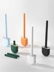 1 pièce, Brosse de toilette en silicone, petite brosse murale compacte de nettoyage, manche long détachable, trous de ventilation, étanche aux fuites, tête plate, poils doux, séchage rapide, fabriquée en PP et TPR