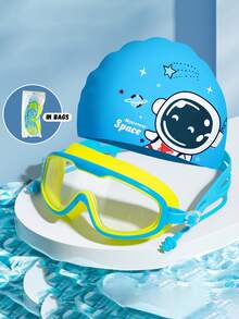2副/套 儿童卡通泳镜，小镜框，防水防雾高清专业泳镜，男女通用，泳帽套装，潜水装备