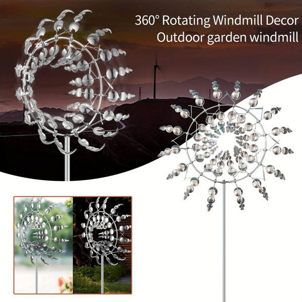 Creative Courtyard 3D Wind Catcher, Spring Garden Lawn Outdoor Courtyard Decoration, Unique Wind Collector, Magical Kinetic Metal Windmill, Rotator, Wind Catcher, Suitable For Courtyard, Garden, Courtyard Decoration Sculpture