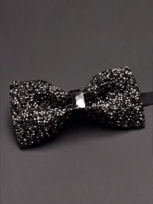 1件水晶领结，星空水钻男士正式领结，超闪亮水钻新郎婚礼领结，街头风男士领带