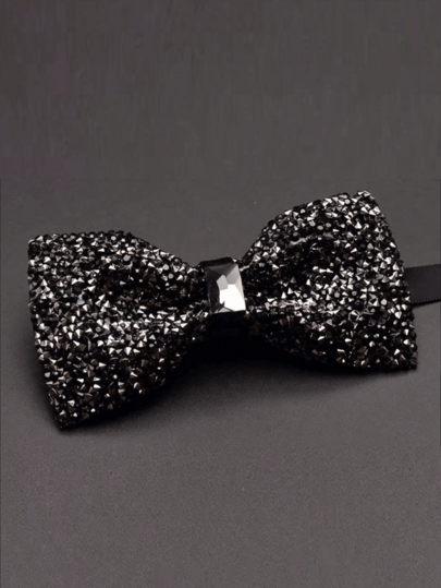 1pc Crystal Bow Tie, Starry Sky Rhinestone Men's Formal Bow Tie, Super Shiny Rhinestone Wedding Groom Bow Tie, Street Style Men's Tie