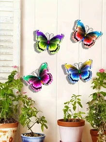1pc/4pcs Colorful Metal Butterfly Decor, Versatile Seasonal Garden/Yard/Fence Hanging Ornament, Floral Themed Holiday Decoration, Mother's Day Gift, Great For Butterfly Enthusiasts