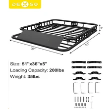 CuisinSmart 46" X 36"Heavy-Duty Roof Rack Cargo Basket – 200 Lb Capacity Universal  Steel Rooftop Carrier For SUVs, Trucks & Off-Road Vehicles - 51" x 36"-Giỏ đựng đồ trên nóc xe /có túi - Xem 9