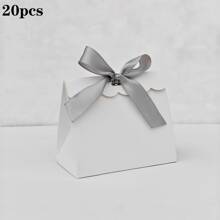 20/50pcs Mini Blank White Gift Box With Colorful Ribbons - Perfect For Birthday Party Gifts, DIY Crafts & Elegant Wedding Displays, Gift Boxes
