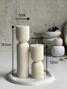 1pc Miniature Candles The Size Of A Palm Modern Ribbed Candle Set Large Soy Wax Scented Ribbed Pillar Candles Rotating Geometric Decorative Candles Suitable For Home Decor Swirl Art Candles Living Room Bathroom (White) Gifts Birthday Graduation