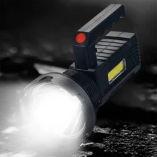 Lámpara de trabajo COB de mano de alta potencia con mango de búsqueda, linterna recargable LED, linterna reflectora para actividades al aire libre - Negro - Ver 8
