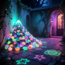 During The Day, It Absorbs Light Like A Mysterious Messenger, With About 1025 Artificialluminescent Stones. Shining Like A Dreamy At Night. Suitable For Ponds, Courtyards, Halloween Walkways, Outdoor Alleys, And Courtyard Gravel