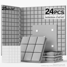 MODX 12/24pcs Studio Grade Soundproof Foam Panels, 12"X12"X2", [25kg/M³] Mushroom Acoustic Tiles, With Double-Sided Adhesive, For Noise Reduction In Music Room, Office, Walls And Ceilings (Black/White/Grey) - Easy To Peel And Stick - Multicolor - View 14
