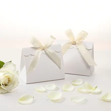 20/50pcs Mini Blank White Gift Box With Colorful Ribbons - Perfect For Birthday Party Gifts, DIY Crafts & Elegant Wedding Displays, Gift Boxes