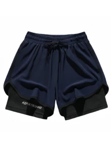 Paquete de 4 pantalones cortos deportivos para correr 2 en 1 para hombre, con entrepierna de 7 pulgadas, pantalones cortos de compresión para entrenamiento y gimnasio - 4PCS - Ver 2